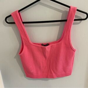 Pink Ribbed Women's Crop Top